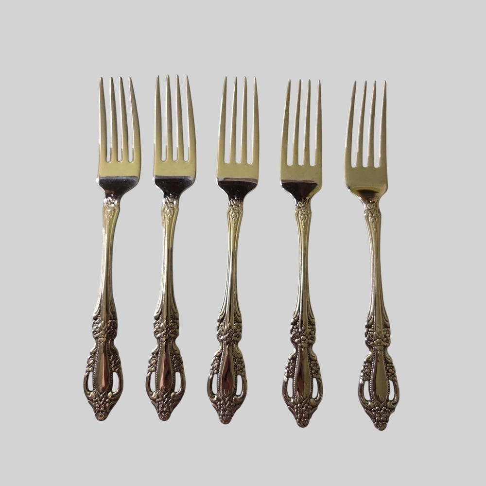 Set Of 5 Dinner Forks Oneida Raphael Deluxe HH Stainless Steel‎ Flatware 7 1/4"